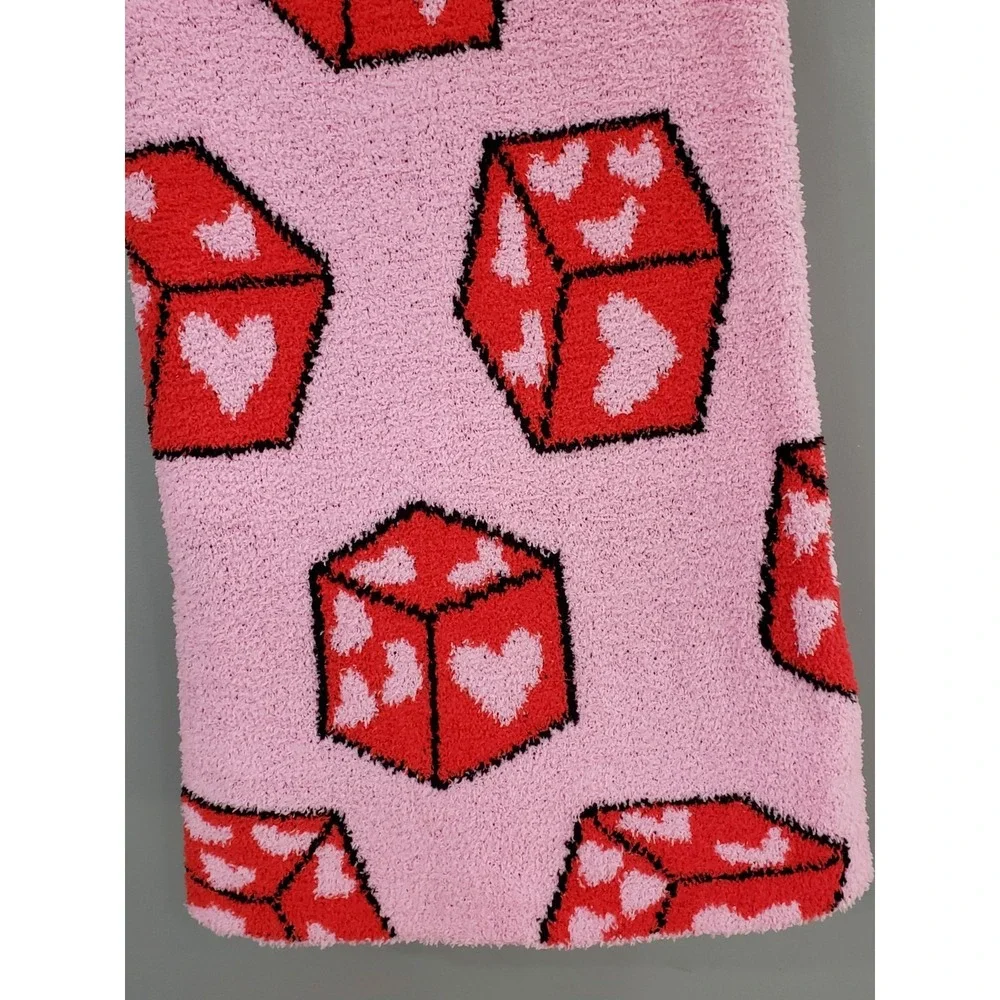 NEW BLANKET dice hearts y2k pink red girl teen bedroom glam biker valentines